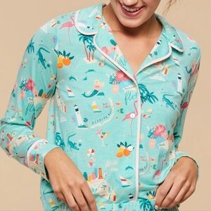 Spartina 449 Florida Theme Long Sleeve Pajama Top Large PJs Sleepwear